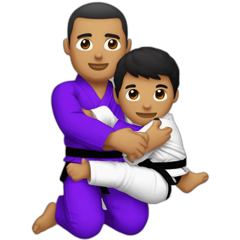 jiu jitsu purple belt black gi performing armbar to uke white gi emoji