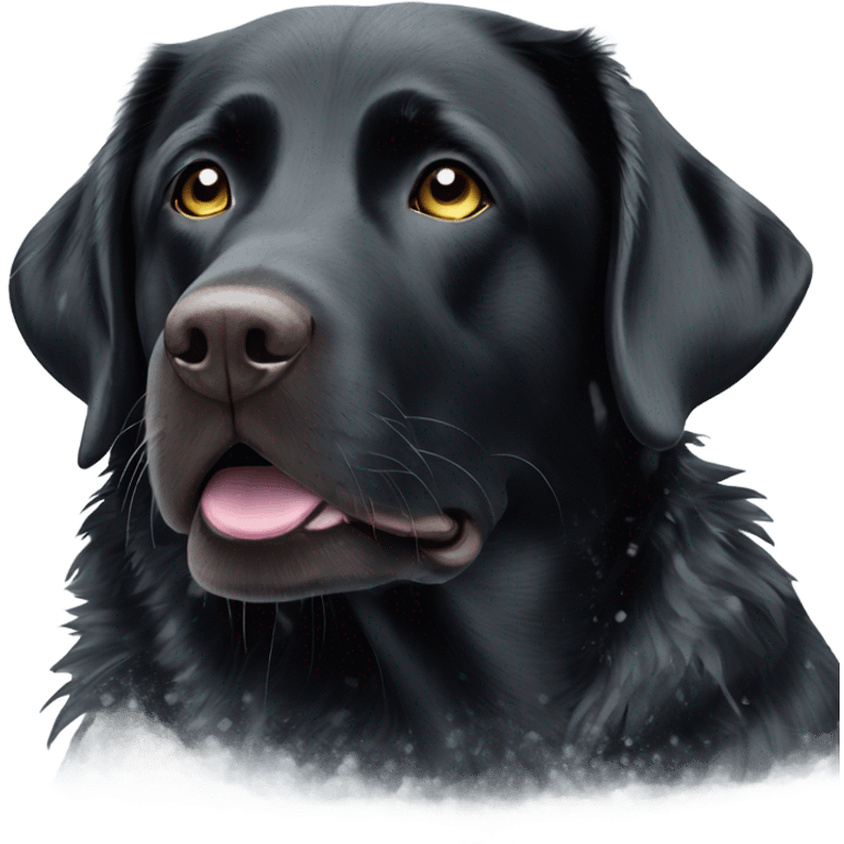 Black Labrador in the snow shower emoji