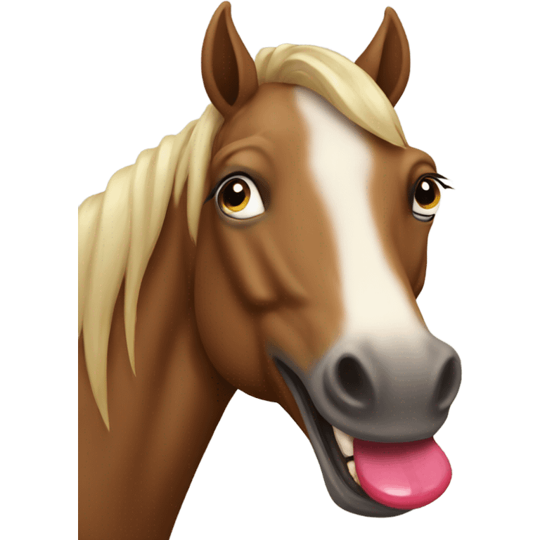 Horse whit a tongue  emoji