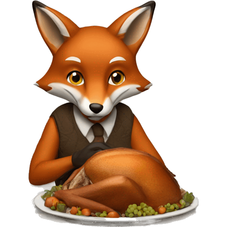 Fox eating Thanksgiving dinner emoji