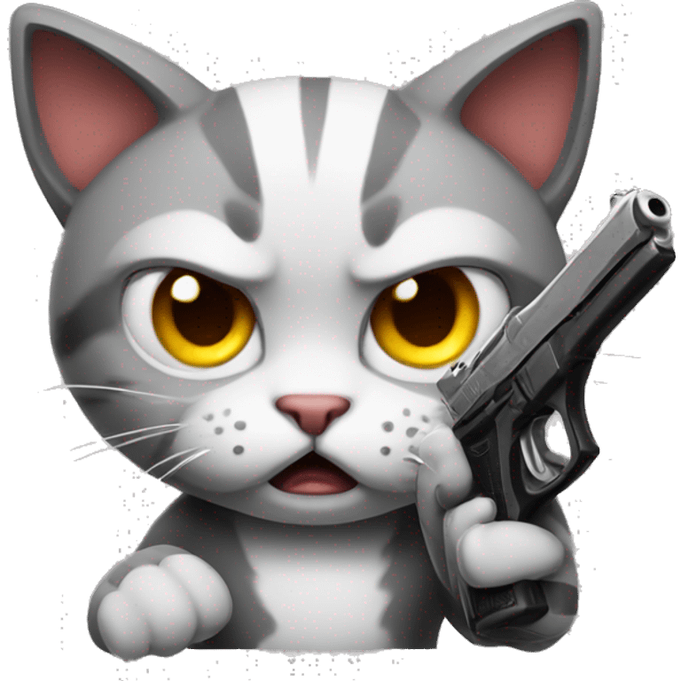 Angry Cat holding pistol  emoji