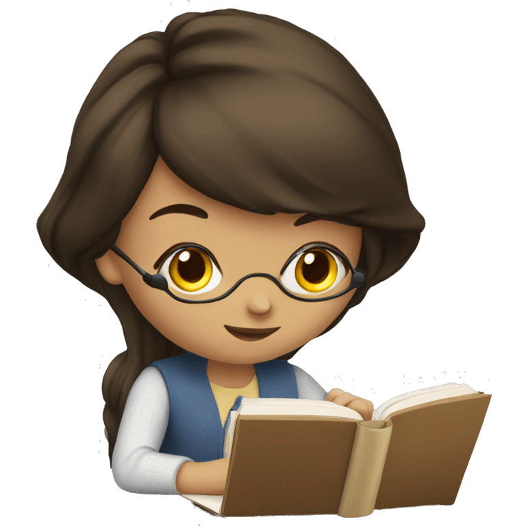 brunette girl studying emoji