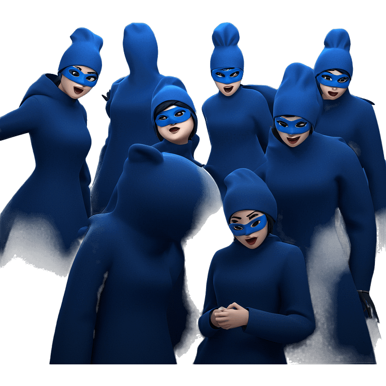 girls in blue hats and masks emoji