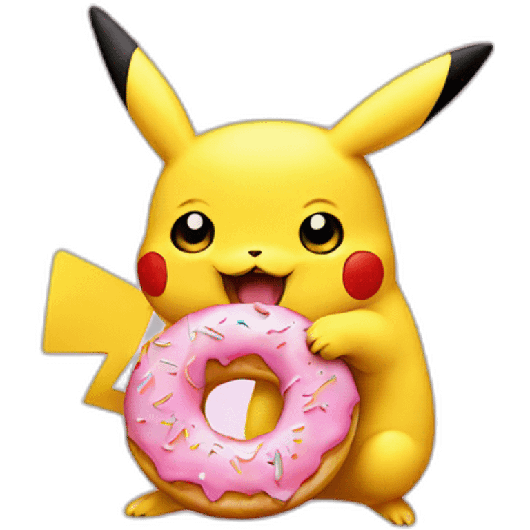 Pikachu eating a donut emoji