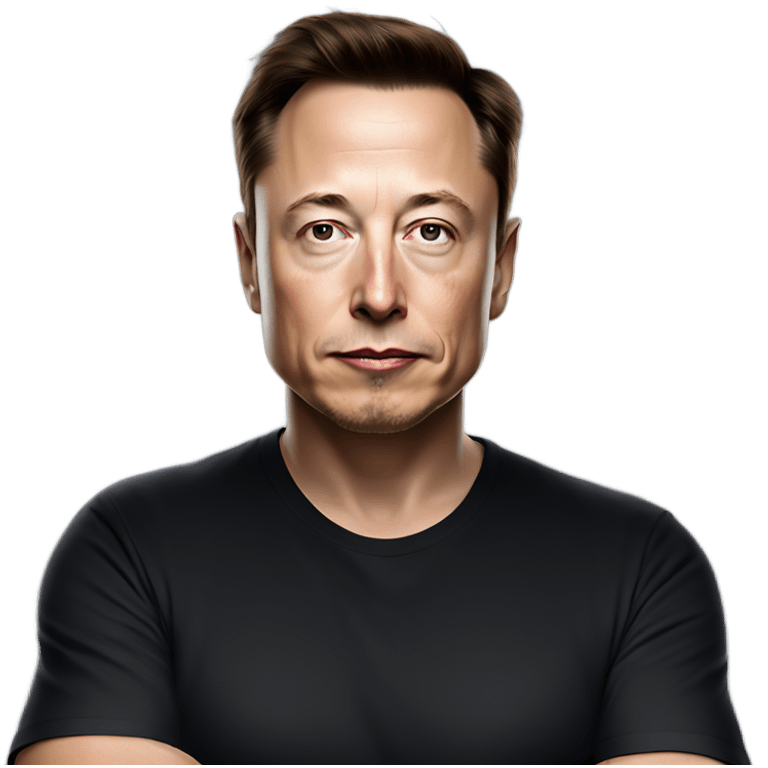 Elon Musk, wearing a black t-shirt and jeans, with a calm and introspective expression. emoji