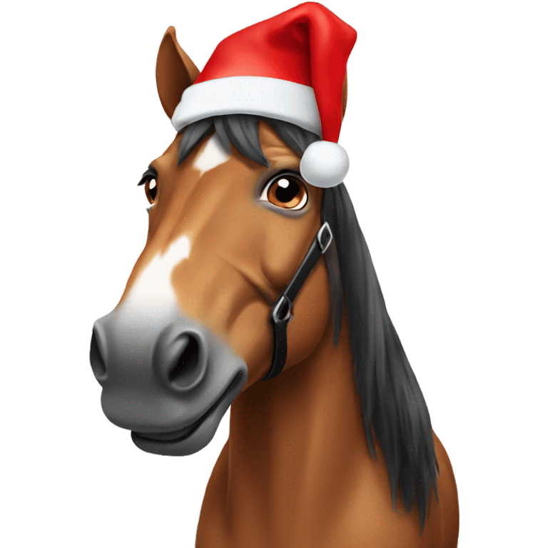 horse wearing Santa hat  emoji