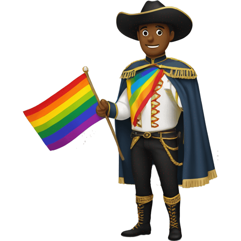 Torero con una bandera lgbt en las manos emoji