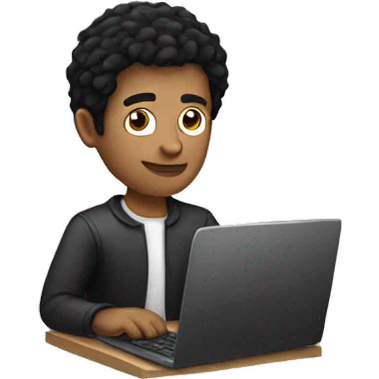 white man with black hair working on his laptop emoji