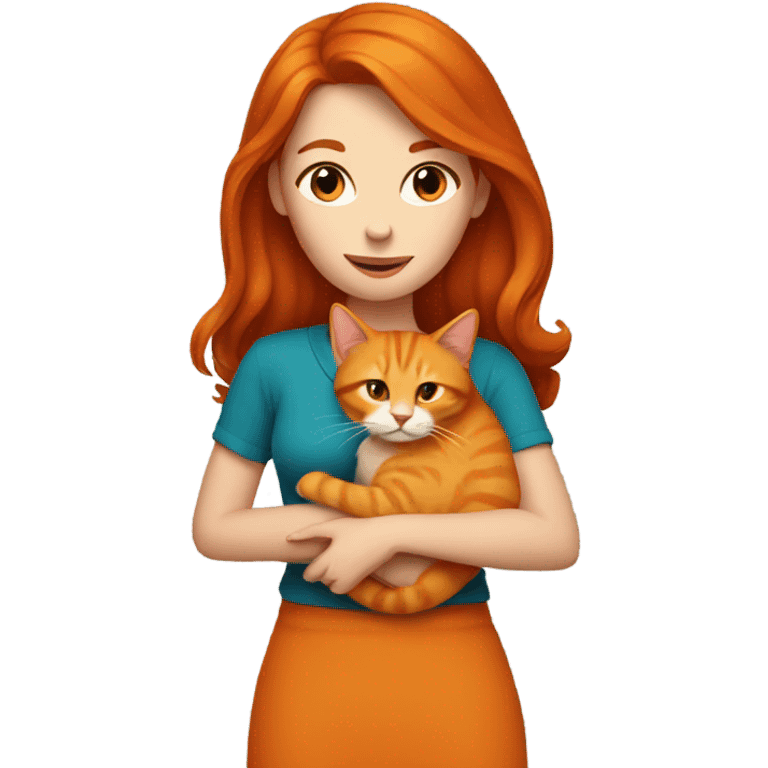 Redhead woman with orange cat emoji