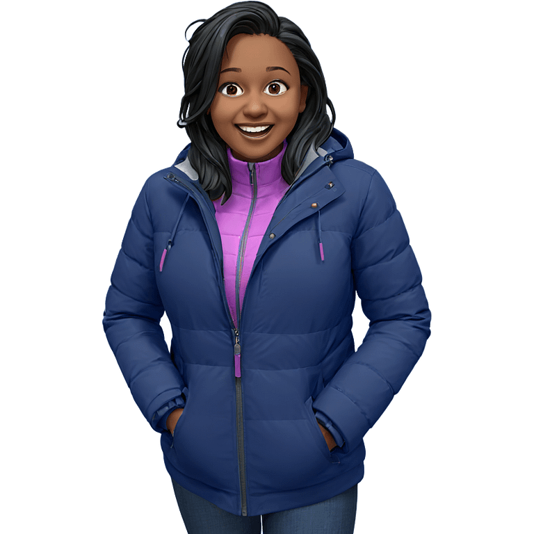 smiling girl in snowy jacket emoji