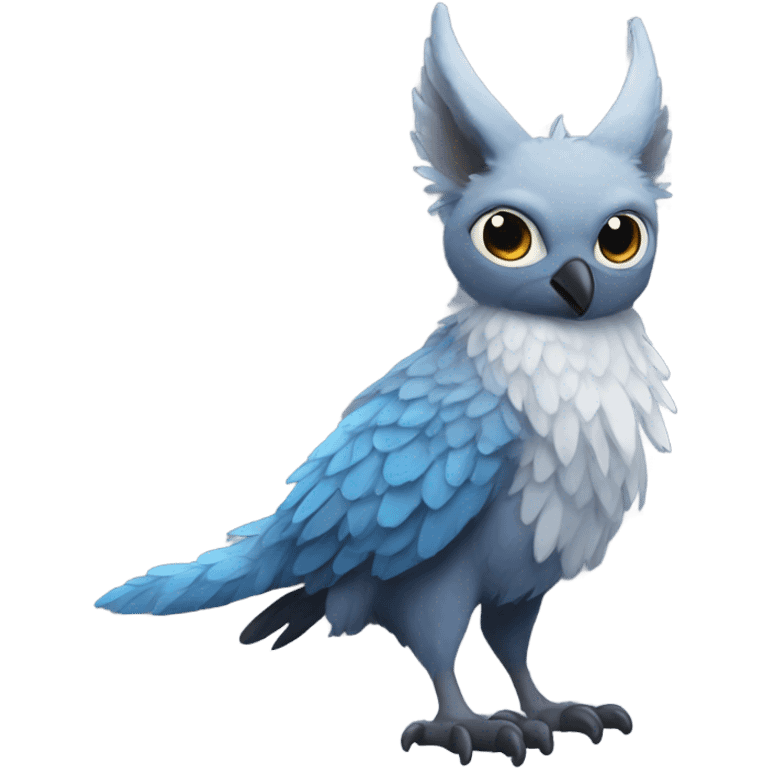 Trico The Last Guardian Creature With Blue Horns, Grey feather Wings, And long tufted tail emoji