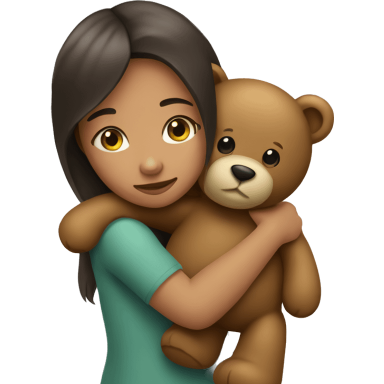 girl hugging a teddy bear emoji