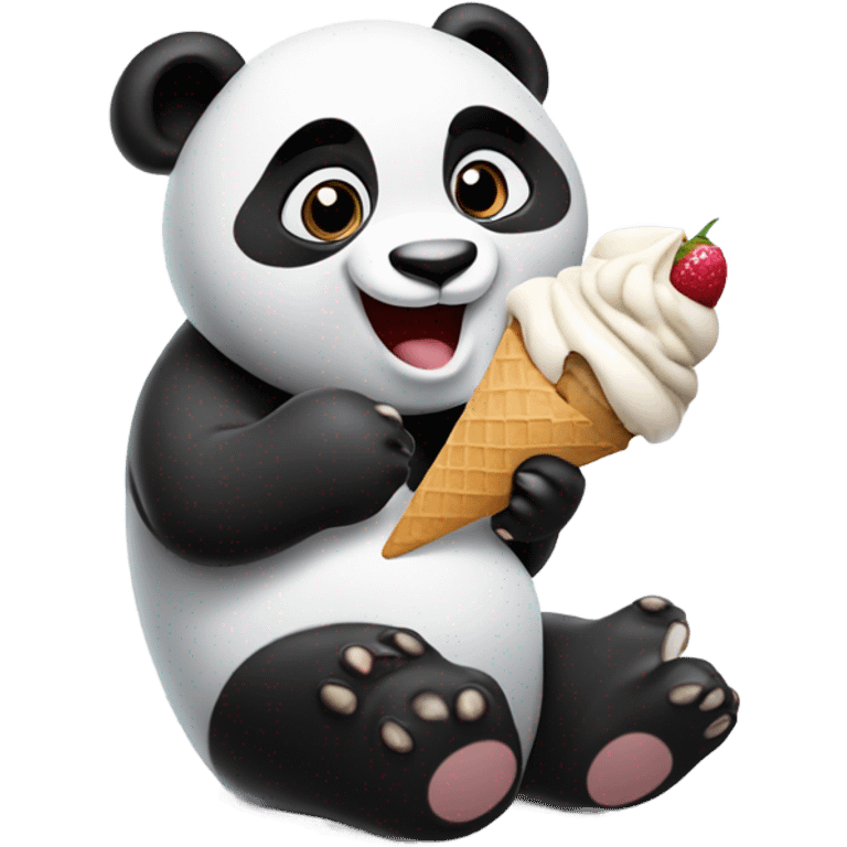 Panda eating ice cream emoji