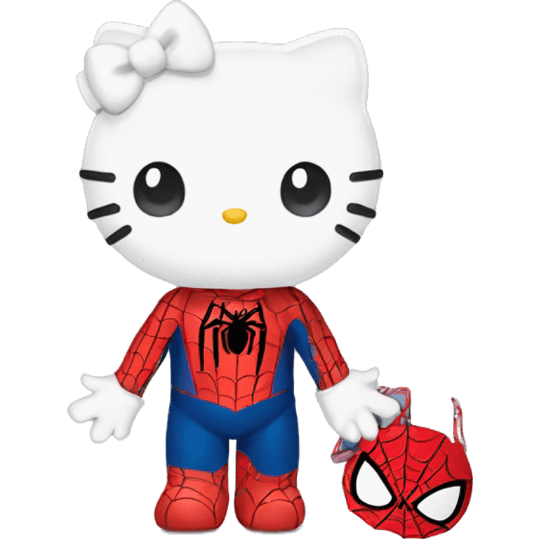 Hello Kitty holding hands with Spiderman  emoji