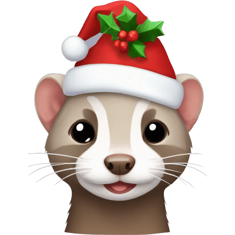 Ferret wearing Christmas hat  emoji