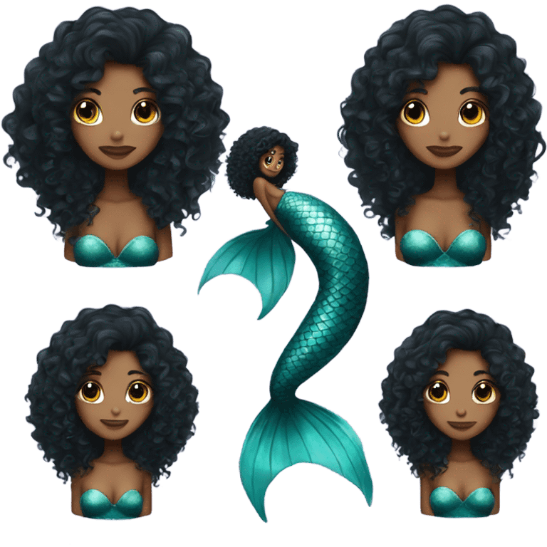 Mermaid with black curly hair  emoji