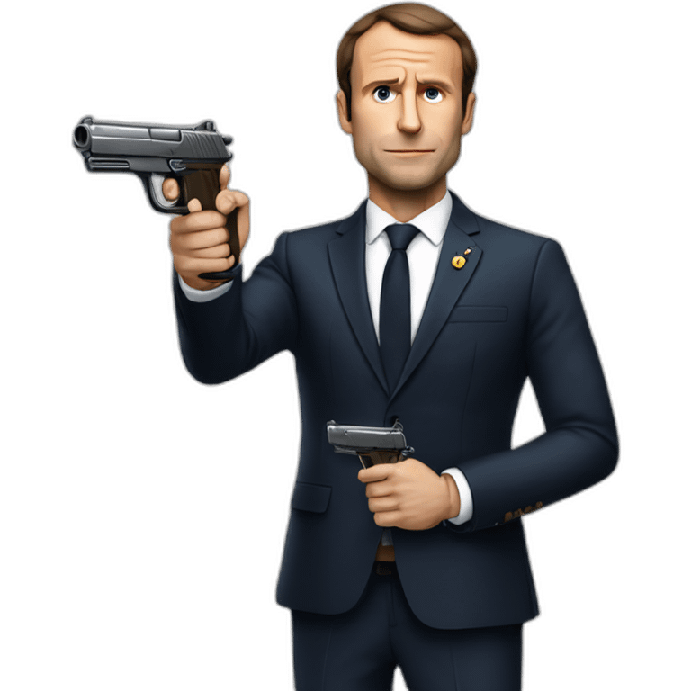 macron avec un pistolet a la main emoji