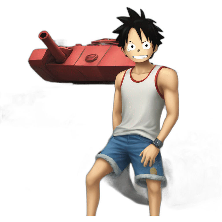 Luffy with a tank emoji