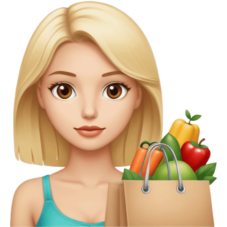 Blonde model with brown eyes, shopping  emoji