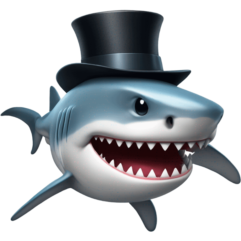 Shark with a top hat emoji