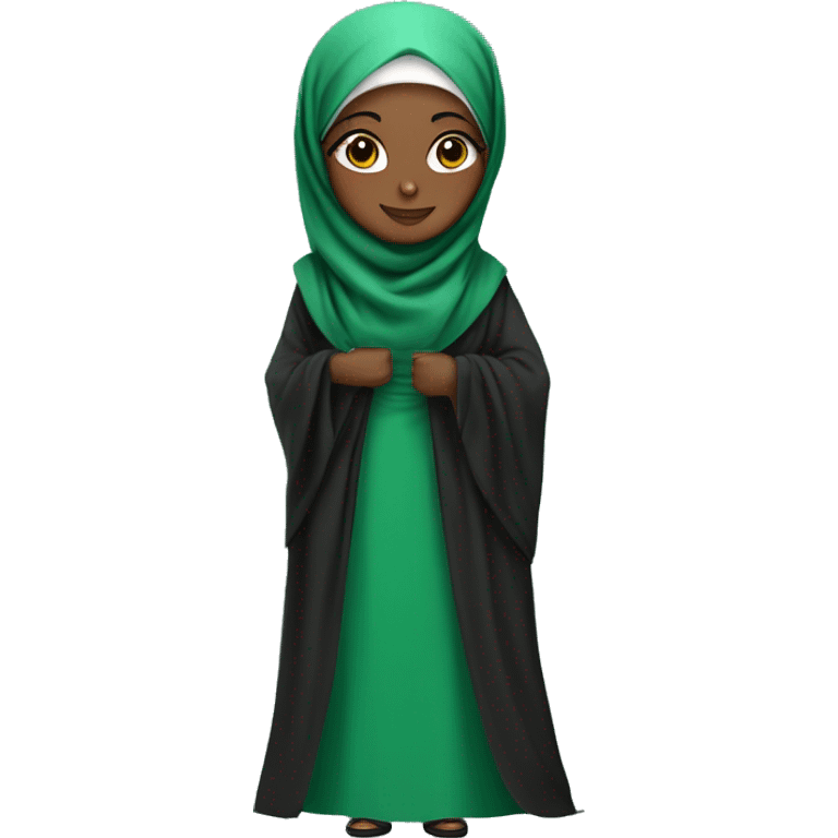 Ultra-detailed African hijabi standing in beautiful green abaya emoji