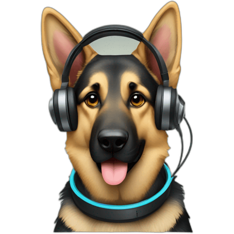 german shepherd with headphones emoji