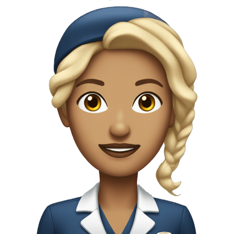 Generate A wheatish skin colored female flight attendant looking like a boss woman emoji