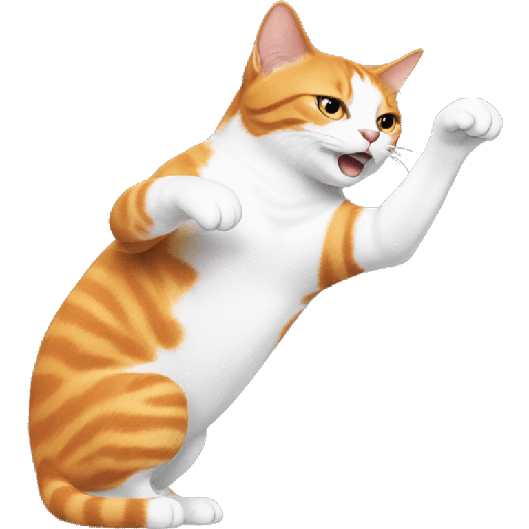 N orange cat flipping off a black-and-white cat emoji