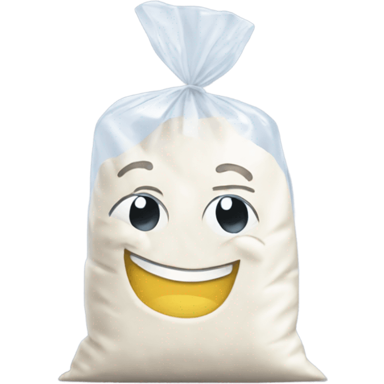 happy bag of white flour in a clear bag emoji