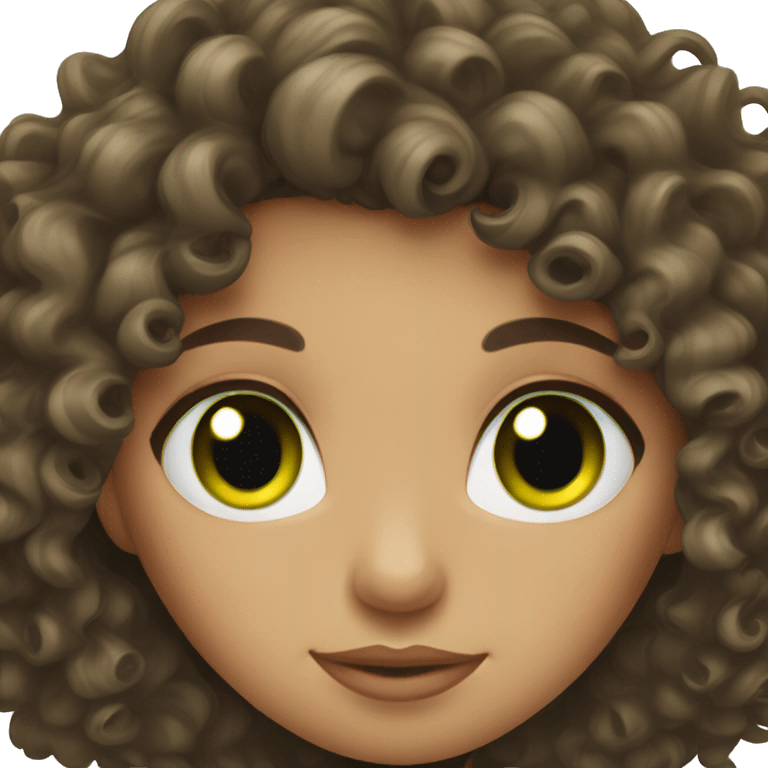 Brunette curly girl with green eyes  emoji