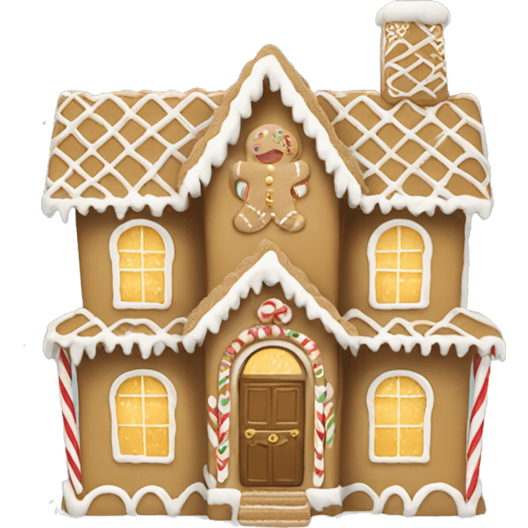 Beige and gold and white gingerbread house emoji