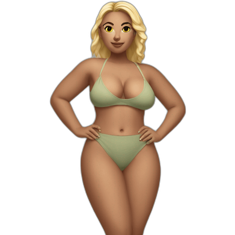 Slim-thicc Caucasian woman small bikini pose (beach body) emoji