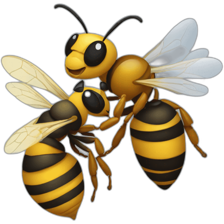 Hornet hugging bee emoji