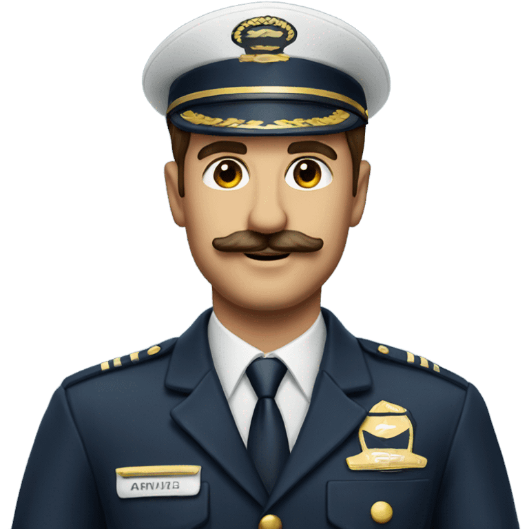 Handsome mixed Airline pilot with mustache emoji