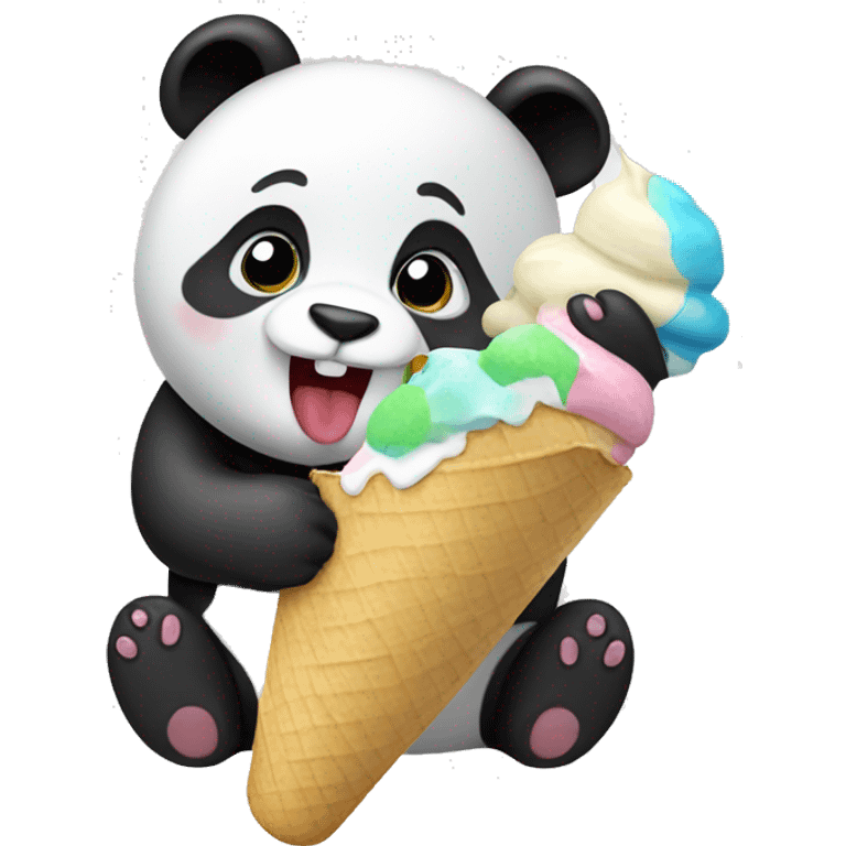 Panda eating ice cream emoji