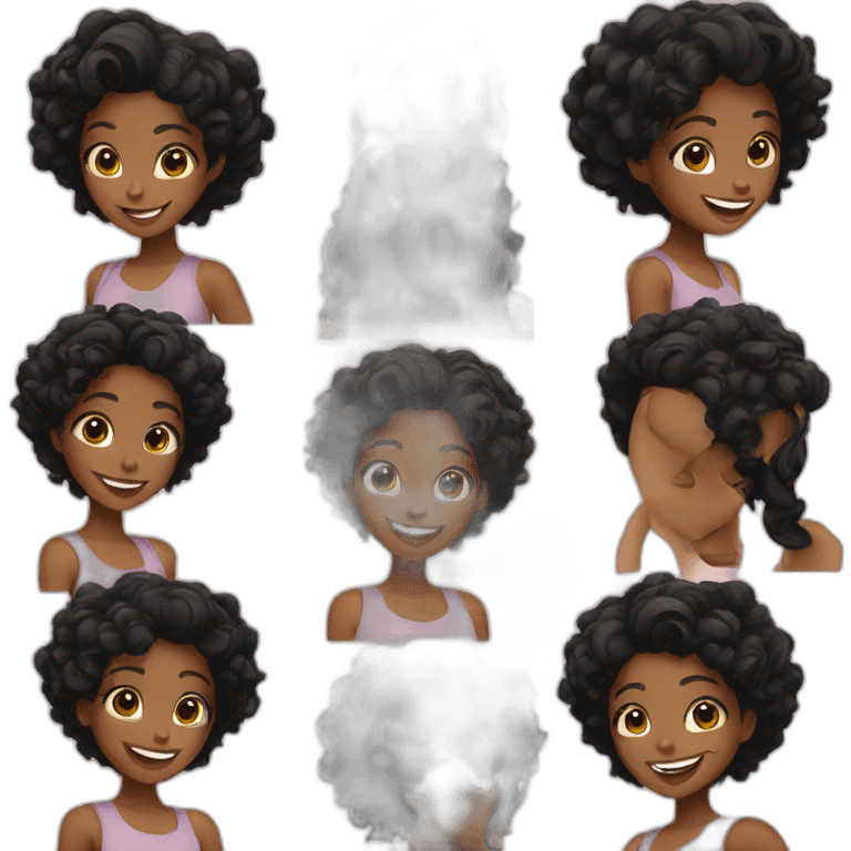 A Black girl with black locks smiling emoji