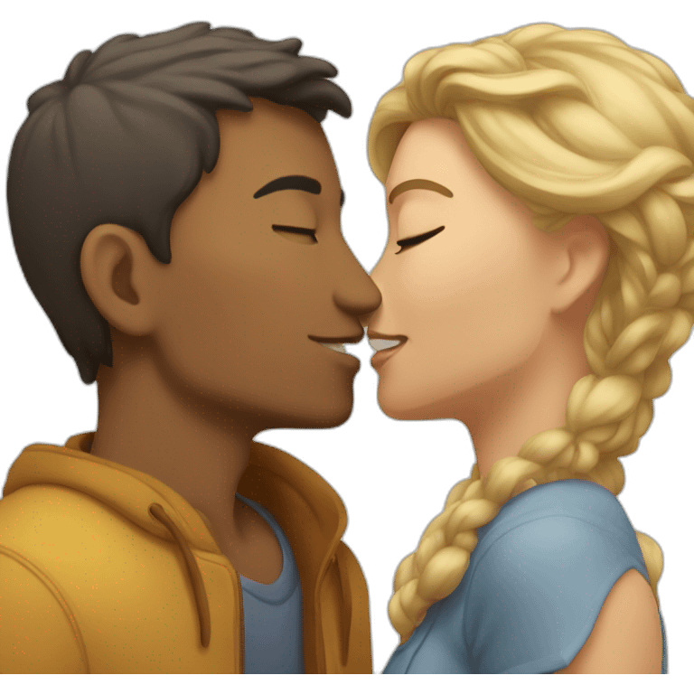 A woman and a man kiss each other emoji