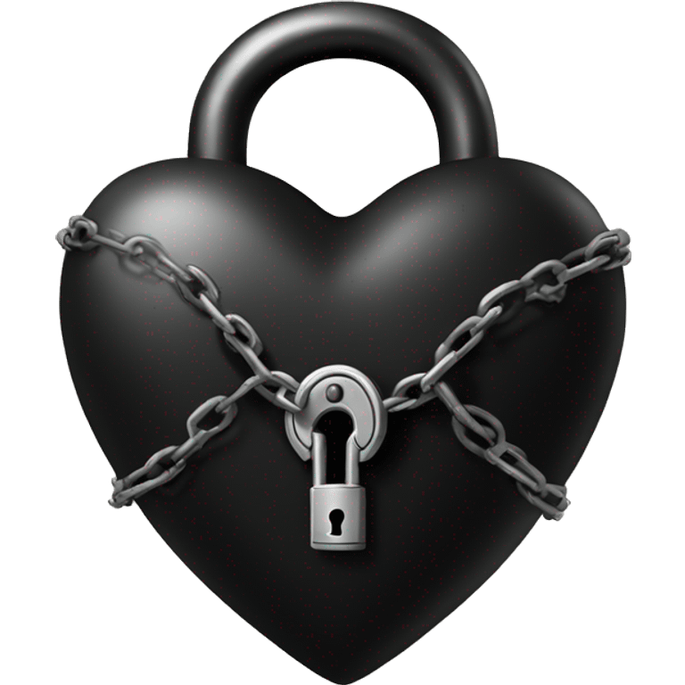 black heart with chained lock emoji