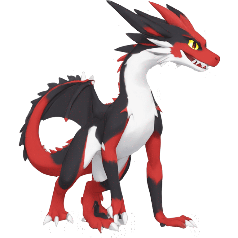 Anthro Cute cool black red white yellow nargacuga-dragon sergal animal hybrid Fakemon full body emoji