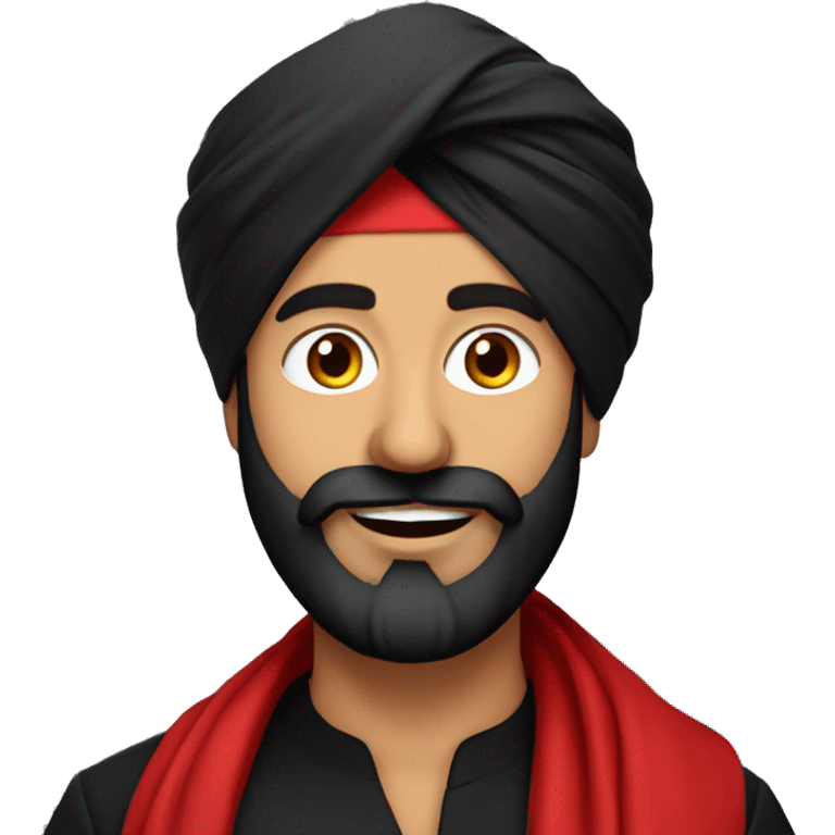 A bearded punjabi guy wearing red turban and black kurta emoji