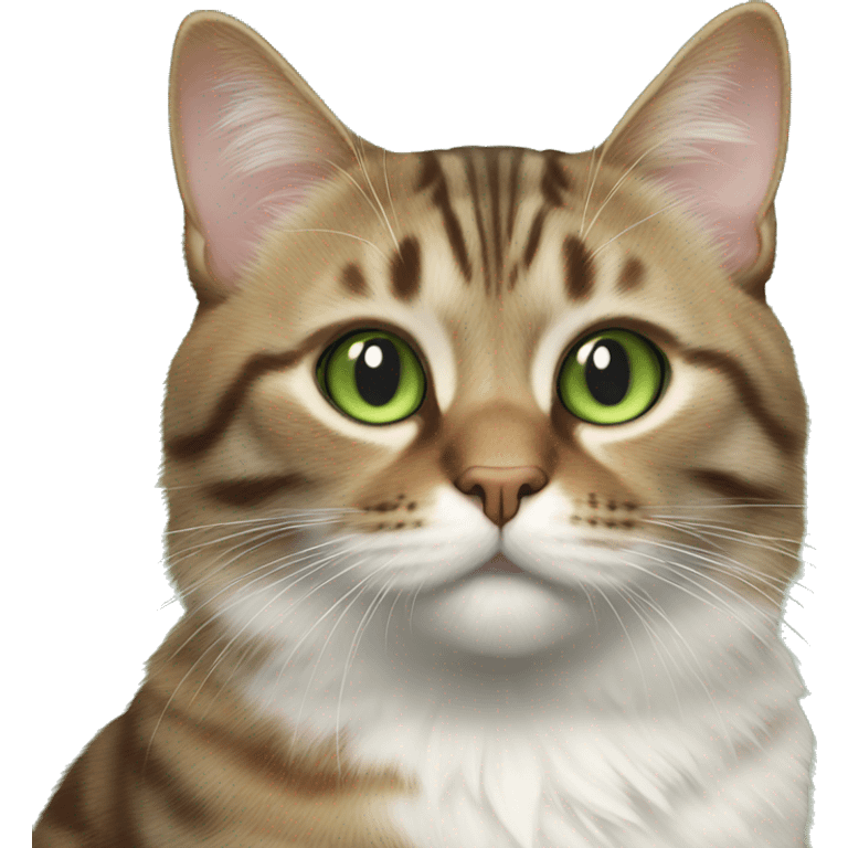 Realistic green eyed cat with brown and white fur tabby cat  emoji