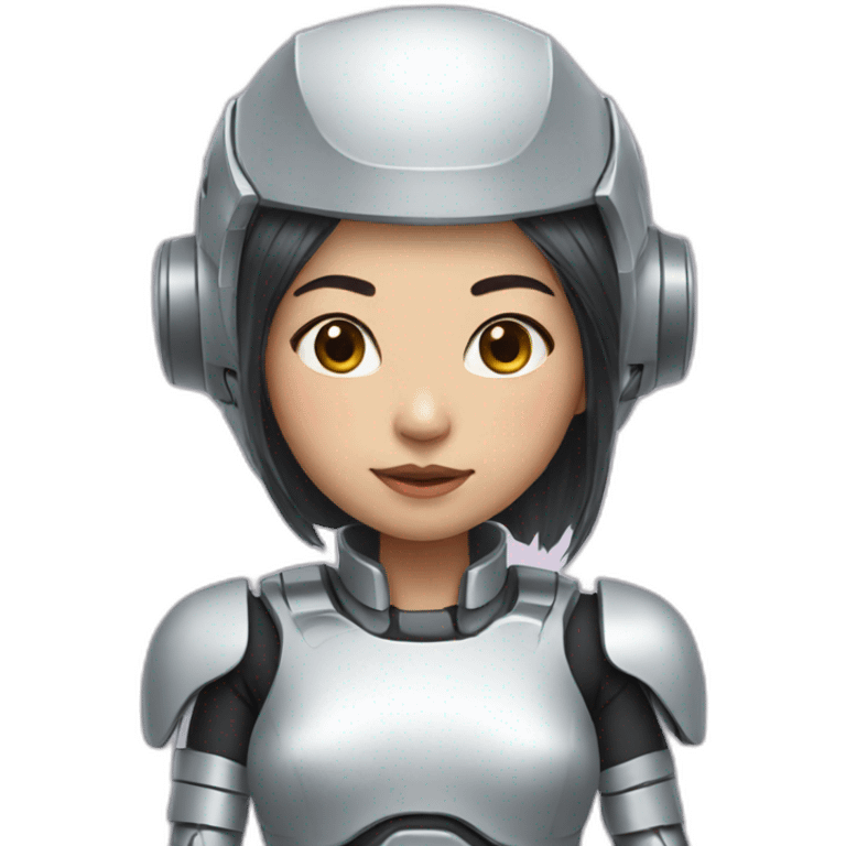 Asian girl with robot suits emoji