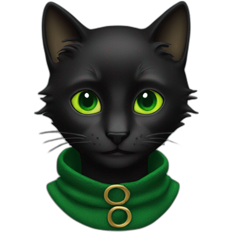 Chat noir yeux vert emoji