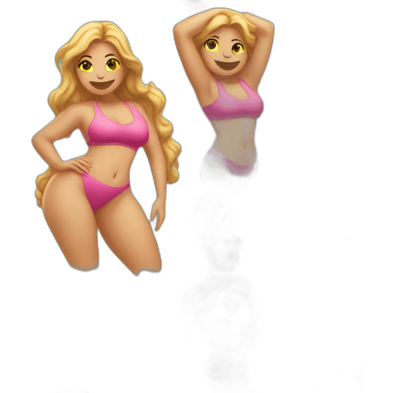 Slim-Thicc caucasian woman swimsuit posing emoji