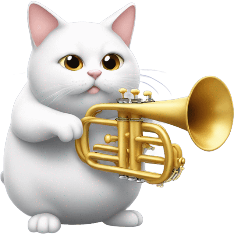 Incredibly fat cat, playing a trumpet emoji