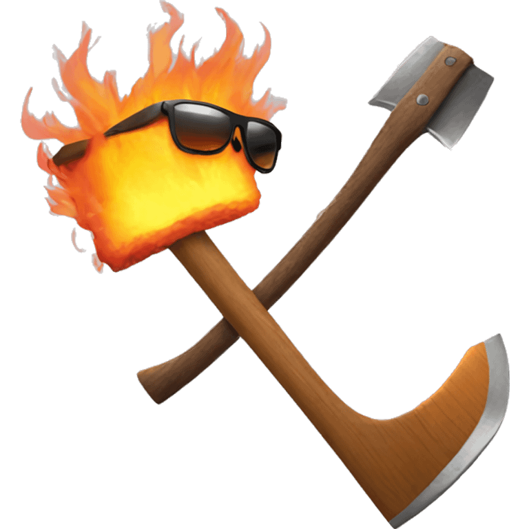 Axe on fire with sunglasses  emoji