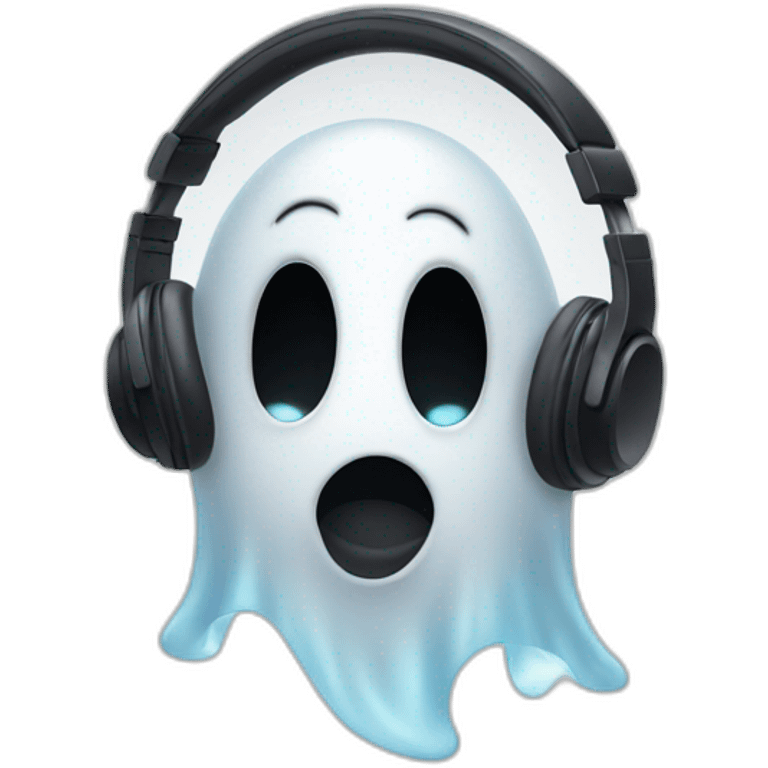 happy ghost with headphones emoji