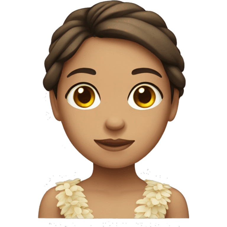 White hula girl with brown hair and brown eyes emoji