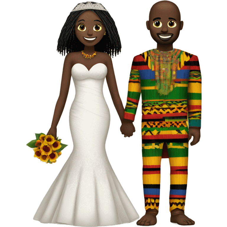 Kente print bride and groom illustration emoji