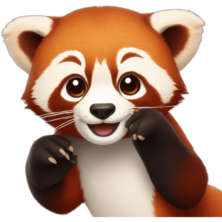 Red panda hands up emoji